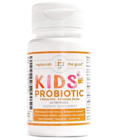 Replenish the Good Kids Vegan Probiotics | Antibiotic Recovery | Helps Support Kids' Immune & Digestive System | 15x More Effective Than Gummies | Sugar-Free, Easy to Swallow | 60 Tiny Pearls