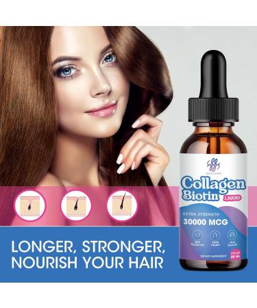 30,000mcg Liquid Biotin & Collagen Drops for Women - Hair Growth, Skin & Nail Health - 2 Fl Oz - Buy Online on GoSupps.com