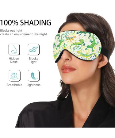 Buy Cute Green Lizard Sleep Mask | Light Blocking Eye Mask for Men & Women | Soft Adjustable Blindfold for Travel & Naps - Buy Online on GoSupps.com