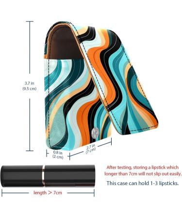Travel Lipstick Organizer Case | Portable Makeup Bag with Mirror - Blue Black Abstract Waves - Buy Online on GoSupps.com