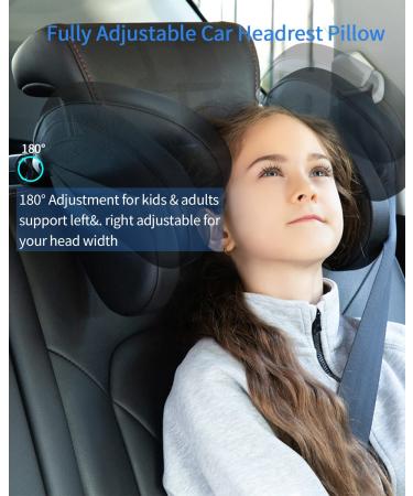 Joflva Black Headrest for Children | Leather Neck Support Pillows with Telescopic Rod & Clips | Travel Sleeping Pillow for Kids - Buy Online on GoSupps.com