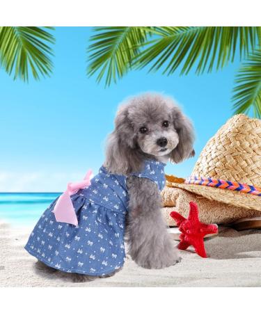 Petcute Elegant Bowknot Dog Dress - Summer Puppy Tutu with Beautiful Flower Design | XS Blue Dog Princess Clothing for Weddings & Special Occasions - Buy Online on GoSupps.com