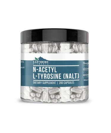 Earthborn Elements N-Acetyl L-Tyrosine (NALT) 200 Capsules Pure & Undiluted No Additives 200 Count (Pack of 1)