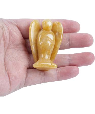 Buy Lovionus89 Natural Yellow Jade Angel Statue - Hand Carved Healing Crystal Pocket Figurine 5cm Decoration | International Shipping - Buy Online on GoSupps.com