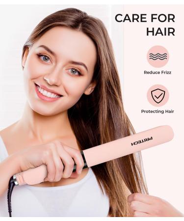 PRITECH Titanium Flat Iron Hair Straightener - Adjustable Temp 290 F-450 F 1-Inch Plate Anti-Scald Dual Voltage 2-in-1 Curler - Pink - Buy Online on GoSupps.com