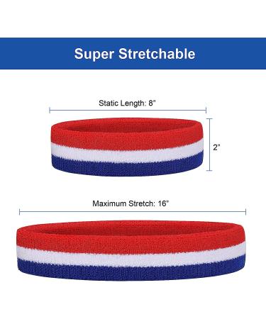 Favofit Sports Headbands/Wristbands for Gym Workout & Yoga | Super Comfy Sweatbands for Various Sports | Red/White/Blue - Buy Online on GoSupps.com