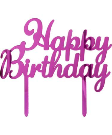 Cake Topper Happy Birthday Plex Pink