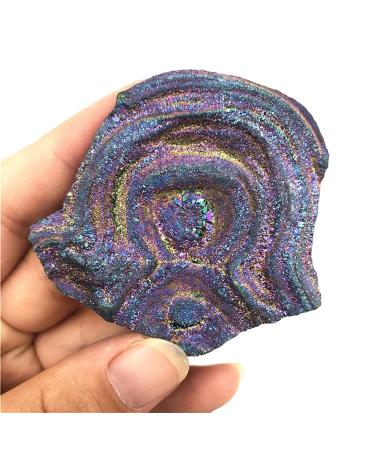 1PC Beautiful Electroplated Titanium Natural Agate Slice Quartz Cluster Crystal Points Specimen Decorative Quartz Crystals Reiki Stone PEIQIYIN Stone Mineral Specimen