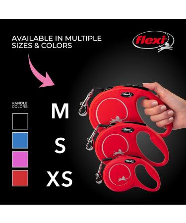 Flexi Classic Insertional Dog Leash - Ergonomic Durable Tangle-Free for Dogs Up to 11.8 kg 4.8m (16ft) - Small Pink - Buy Online on GoSupps.com