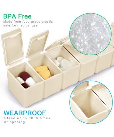 7-Day Pill Organizer with Braille Labels - Travel-Friendly Medication Dispenser for Vitamins and Supplements (Beige) - Buy Online on GoSupps.com