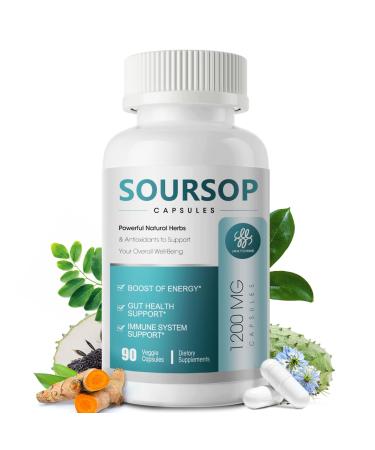 Soursop Graviola Capsules 11 in 1 with Moringa Black Seed Turmeric Extract Soursop Leaf & Fruit Supplement for Immune System Antioxidant Gut Health Support High Absorption 90 Capsules natural