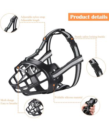 Vossot Silicone Basket Muzzle for Medium Dogs | Adjustable Comfortable & Safe | Size 2 - Allows Eating & Drinking - Buy Online on GoSupps.com