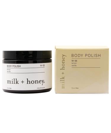 milk + honey Exfoliating Body Polish No. 5 with Coconut Vanilla and Lemon Exfoliating Body Polish Body Scrub for Women and Men 7 oz