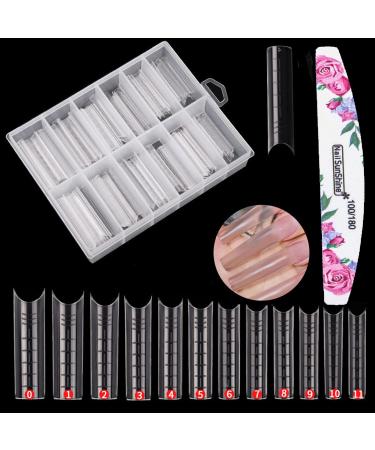 120 Pcs Transparent Acrylic Nail Tips - C Curve Builder Gel with Nail File | Ideal for Extensions & Practice - Buy Online on GoSupps.com