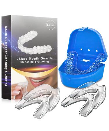 Mouth Guard for Grinding Teeth - Mouth Guard for Clenching Teeth at Night BPA Free New Upgraded Dental Night Guard Stops Bruxism for Adults & Kids 2 Sizes Pack of 4 (2 Pairs)