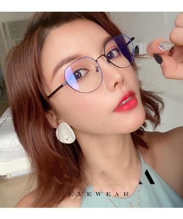 SERONI Blue Light Blocking Glasses for Men & Women | Anti-UV Round Metal Frame | 50mm for Computer & Reading - Buy Online on GoSupps.com