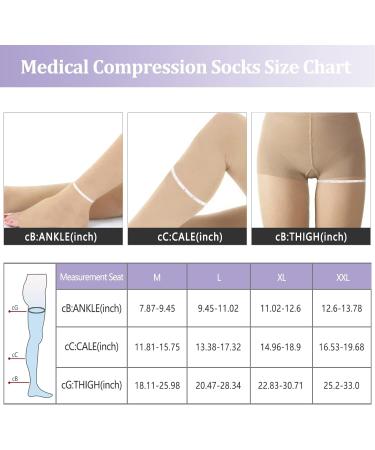 Evolyline Open Toe Thigh High Compression Socks 20-30mmHg for Women & Men - Beige Graduated Support Stockings for Varicose Veins, Edema, Flight - Toeless Design - Buy Online on GoSupps.com