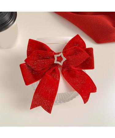 AFBORD Faux Pearl Hair Barrette Double-layeded Bow Clip Women's Exquisite Double-layered Butterfly Bell Star Decor Red Festive New Year Christmas Style C - Buy Online on GoSupps.com