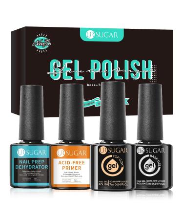 UR SUGAR Nail Dehydrator & Primer Kit - 4 Pcs Acid Free Base & Top Coat for Glossy Long-Lasting Nails | Quick Drying & Easy Application - Buy Online on GoSupps.com