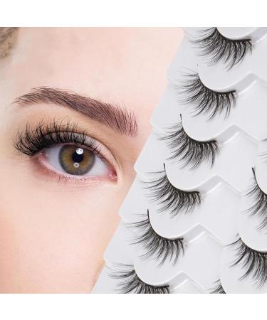 Wansiven Half False Eyelashes Natural 3D Eye Half Eyelashes Multi-layers Wispy Fluffy Curly False Lashes 10 Pairs J33 - Buy Online on GoSupps.com