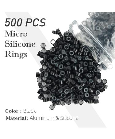Neitsi 4mm Silicone Lined Micro Rings Links Beads for I-Tipped Hair Extensions - 500pcs Black - Buy Online on GoSupps.com