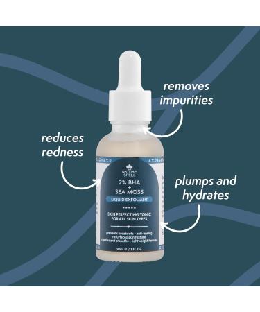 Nature Spell 2% BHA Liquid Exfoliant - Salicylic Acid Skin Perfecting Tonic 30ml Infused with Sea Moss Face Exfoliating Peel Prevent Breakouts and Minimise Pores - Made in the UK - Buy Online on GoSupps.com
