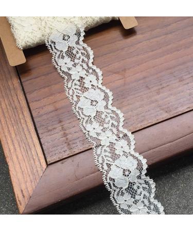 Lace Realm 1-1.5 Inch Wide Embroidery Floral Lace Elastic Trim Fabric - 4 Colors - DIY Craft Supply - 9 Assorted Patterns - 1 Yard Each - 5802 - Buy Online on GoSupps.com