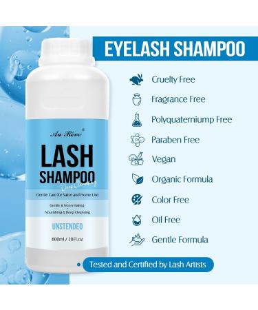 Lash Shampoo Bulk 600ml - Oil-Free Eyelash Extension Cleanser | Gentle Foaming Shampoo for Salon & Home Care | Unscented Lash Care - Buy Online on GoSupps.com