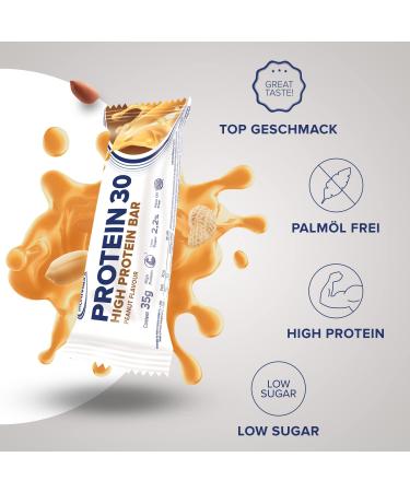 Ironmaxx Protein 30 Bar - Peanut Flavor | 24 x 35g | Gluten-Free Palm Oil-Free High-Vitamin | Ideal for Low-Carb & Sugar-Reduced Diets - Buy Online on GoSupps.com