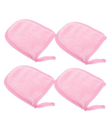 4pcs Makeup Removal Puff Makeup Accessories Reusable Washable Makeup Pads Clear Mascara Face Wipes Face Sponge Glove Clothes Body Sponge Make up Sponge Finger Cot Cleansing Pink Pink 1 Count (Pack of 1)