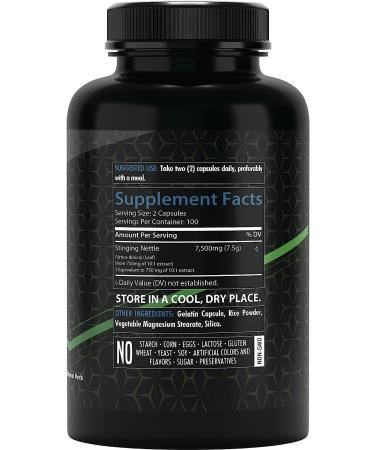 Healthfare Stinging Nettle Leaf Extract 7500mg - 200 Caps - Non-GMO, Gluten-Free - Allergy, Joint, Prostate Support - Buy Online on GoSupps.com