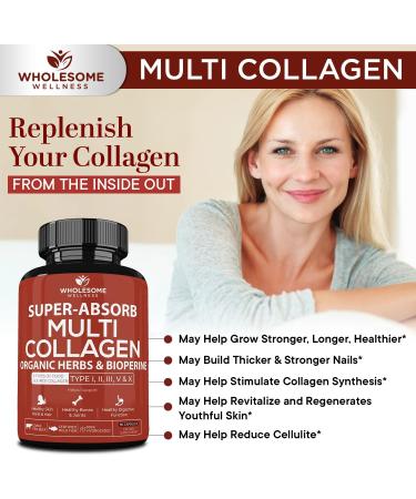 Wholesome Super-Absorb Multi Collagen Pills - 90 Capsules for Skin  Joint & Hair Health - Buy Online on GoSupps.com