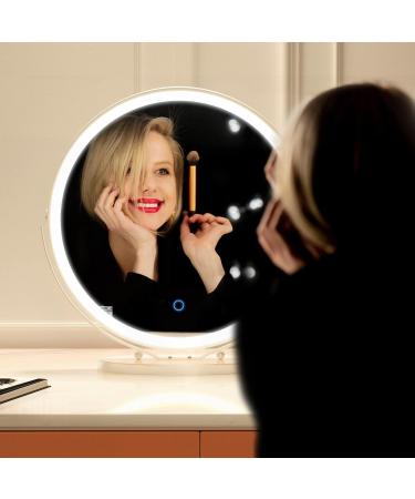 Vlsrka 20 Makeup Mirror Vanity Mirror | 3 Color Lighting | Touch Control Desk Mirror | 360 Rotatable | High-Definition Round Cosmetic Mirror - White - Buy Online on GoSupps.com