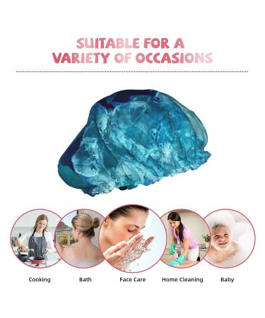 Women's Reusable Double Waterproof Bright Aqua Blue Printed Shower Cap | Elastic Bathing Hat - Buy Online on GoSupps.com