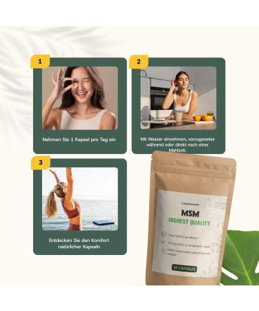  Cupplement 4 sachets of MSM capsules 60 pieces - Free pill box - MSM preparations - Powder and tablet free - Pure - Powder - Anti Aging - Buy Online on GoSupps.com