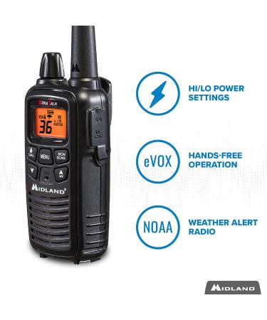 Midland LXT600VP3 FRS Two-Way Radio - 30 Mile Range Walkie Talkie 121 Privacy Codes NOAA Weather Alert - 2 Pack, Black - Buy Online on GoSupps.com