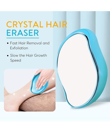 Crystal Hair Eraser - Painless Hair Removal for Women | Portable Magic Remover for Arms, Legs & Body - Blue - Buy Online on GoSupps.com
