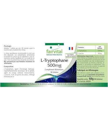 Fairvital | L-Tryptophan 500mg - VEGAN - Highly dosed - 90 capsules - essential amino acid - Buy Online on GoSupps.com