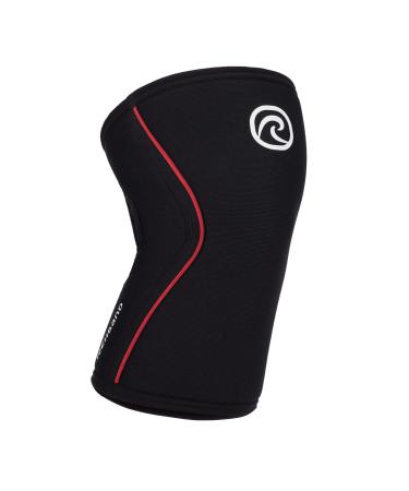 Rehband Kniebandage for Kraftsport & Fitness - Kniebandage 7mm neoprene flexible & non -slip Knee Sleeve for men & women black/red - 1 piece L