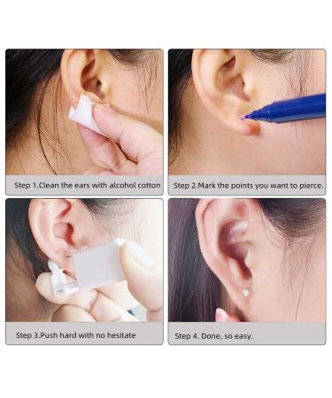 2 Pack Self Ear Piercing Gun Kit | Disposable & Easy to Use | No Pain Ear Piercing Tool with Studs (White Gold) - Buy Online on GoSupps.com