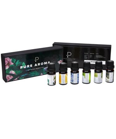 PURE AROMA 100% Pure Essential Oils Kit - Top 6 Aromatherapy Gift Set, 6 Pack 10ML - Eucalyptus, Lavender, Lemon Grass, Orange, Peppermint, Tea Tree - Buy Online on GoSupps.com