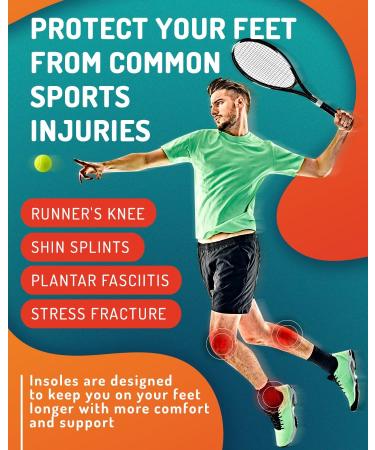 Sport Shock Absorbing Insoles | Athletic Shoe Cushioning Inserts for Men & Women | Ideal for Running Hiking & Active Sports | Neutral Arch | Multicolor (Size L: Men 8.5-13 / Women 9.5-14 - Buy Online on GoSupps.com