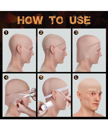 Professional Bald Cap SFX Makeup Kit - Skin Color Wig Cap with Water-Based Adhesive for Halloween Cosplay & Theater - Buy Online on GoSupps.com