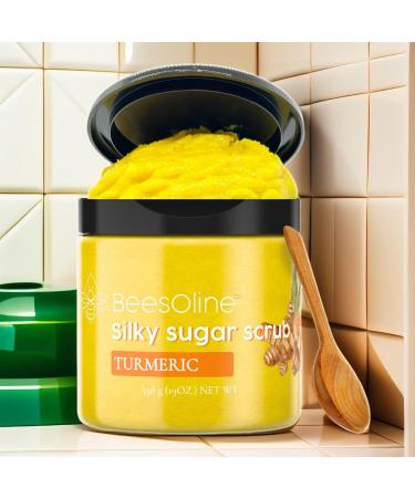 Silky Sugar Scrub by BeesOline | 19oz Turmeric Exfoliant with Organic Oils | Premium Cane Sugar - Exfoliate & Nourish Skin - Buy Online on GoSupps.com
