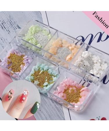 3D Flower Nail Charms with Gold Silver Caviar Beads - Nail Art Decoration - Buy Online on GoSupps.com