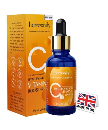 Hyaluronic Acid Serum for Face with Vitamin C Brightening Serum Pure Hydrating Serum to Plumb Skin Reduce Fine Lines Wrinkles and Dark Spots Low Molecular Weight 0.75 oz