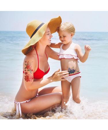 Flower Temporary Tattoos for Women - 14 Sheets Waterproof Body Art Stickers by Konsait - Buy Online on GoSupps.com