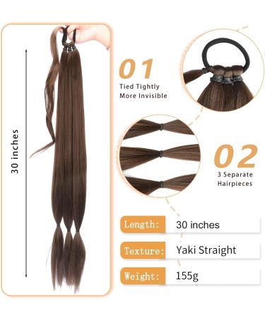 Gledola Long Braided Ponytail Extension 30 Inch Pre stretched Braiding Hair Extensions DIY Braid Ponytail Synthetic Hair Piece (Dark Brown 30 inches) 30 inches Dark Brown - Buy Online on GoSupps.com
