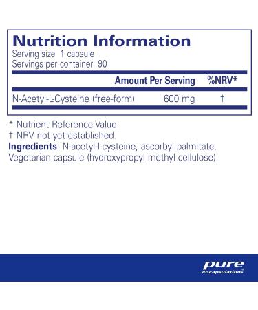 Pure Encapsulations NAC 600mg - Professional Strength N-Acetyl-L-Cysteine - 90 Capsules - Buy Online on GoSupps.com