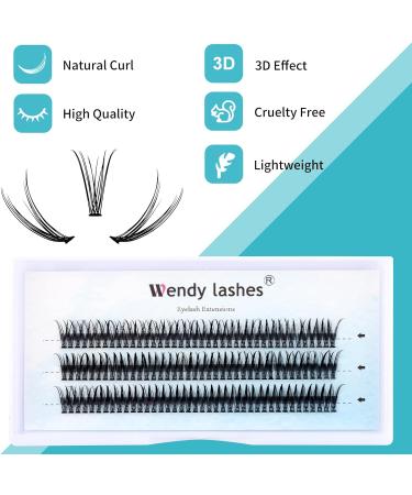Individual Cluster Lashes D Curl 0.10mm 12mm 120Pcs for 3D Effect Soft DIY Eyelash Extensions | RR-12mm Clusters - YW-0.10-D - Buy Online on GoSupps.com